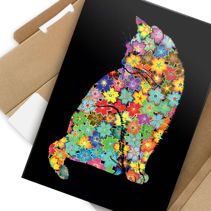 Plakat metalowy Kwiecisty kot Prezent