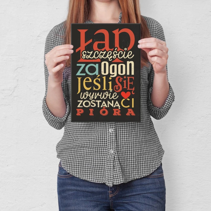 Plakat metalowy Łap szczęście Prezent