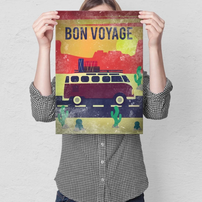 Plakat metalowy Bon voyage caravan