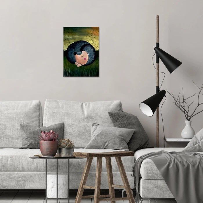 Plakat metalowy Śpiący jeż Prezent