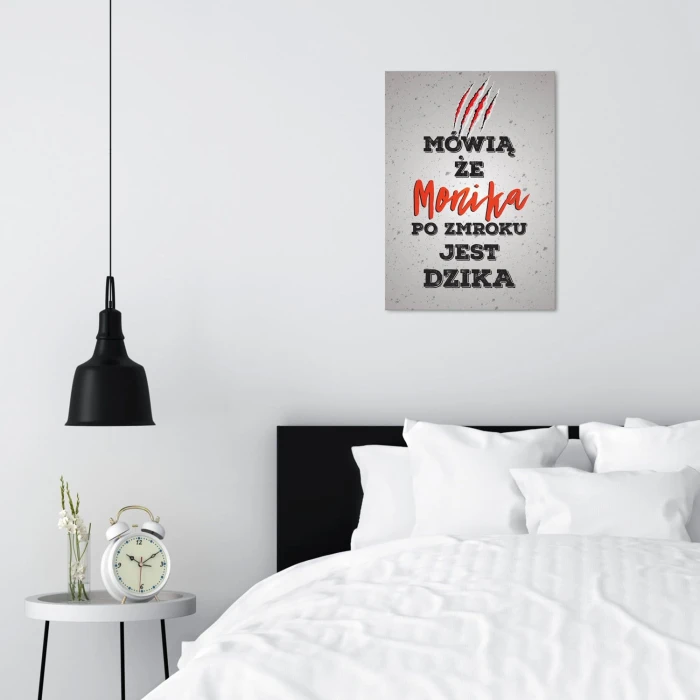 Plakat metalowy Monika jest dzika Prezent