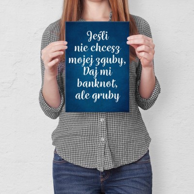 Plakat metalowy Gruby banknot Prezent