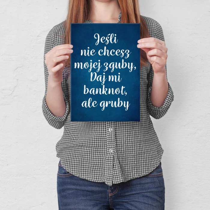 Plakat metalowy Gruby banknot Prezent