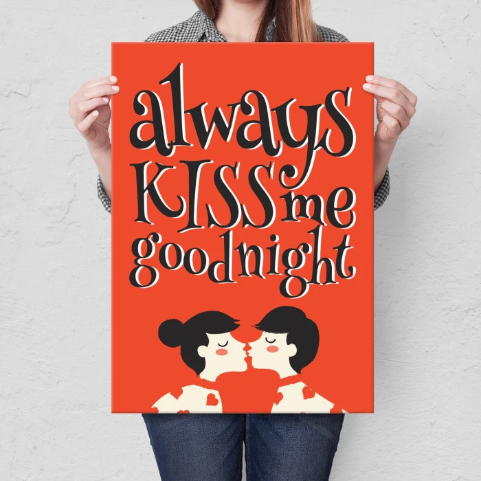 Plakat metalowy Always kiss me Prezent