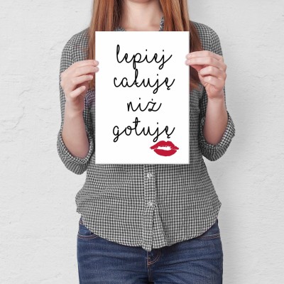 Plakat metalowy Całuję nie gotuję Prezent