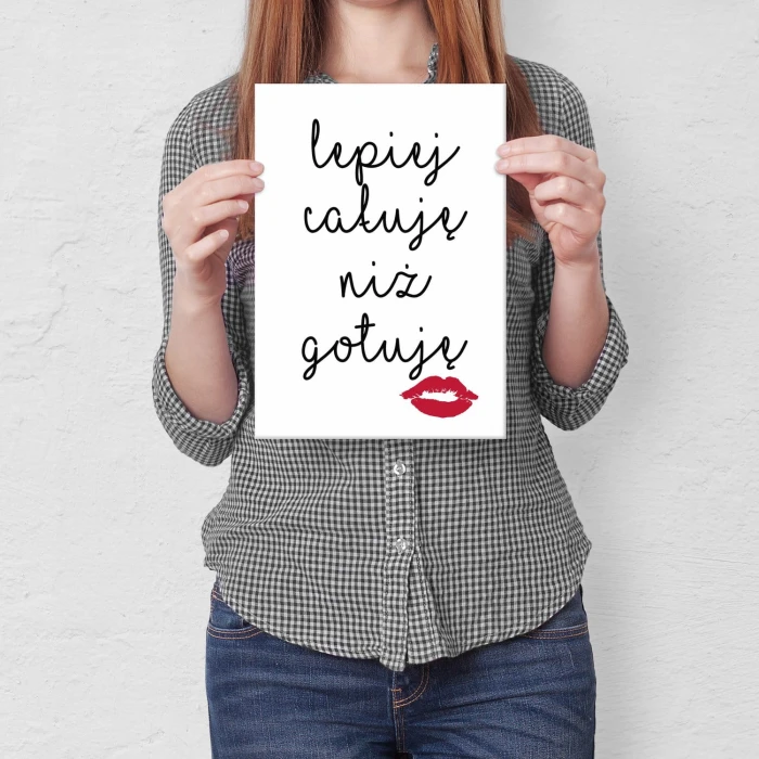 Plakat metalowy Całuję nie gotuję Prezent
