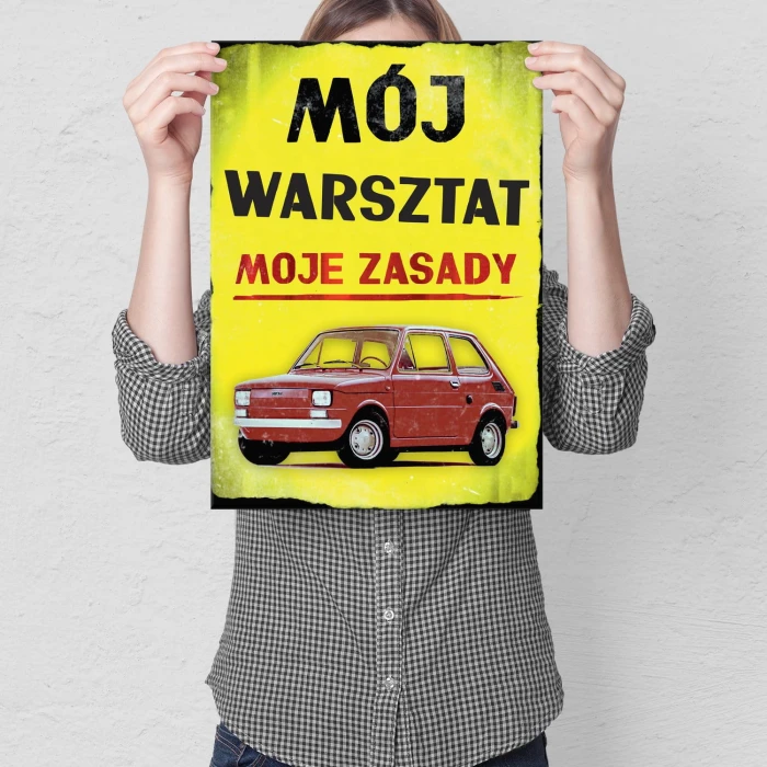 Plakat metalowy Mój warsztat 126p Prezent