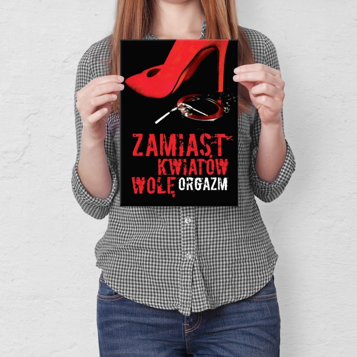 Plakat metalowy Orgazm Prezent