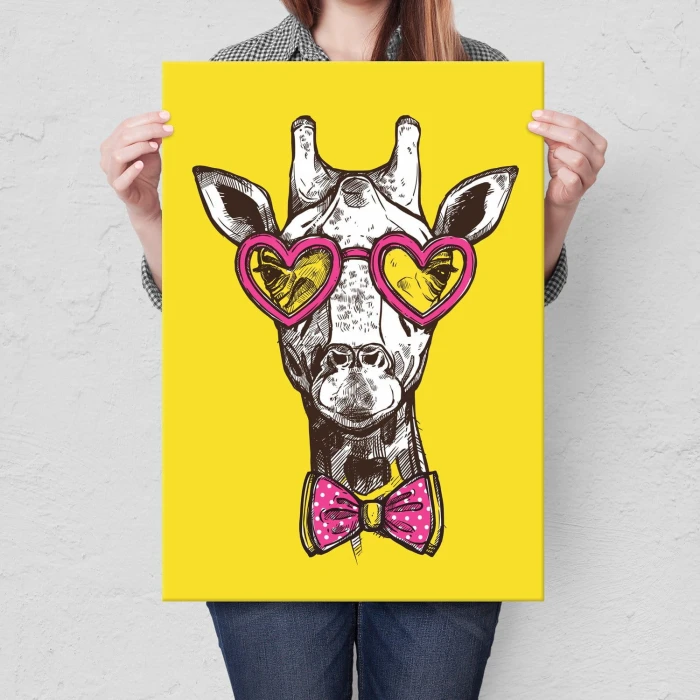 Plakat metalowy Hipsterska żyrafa Prezent