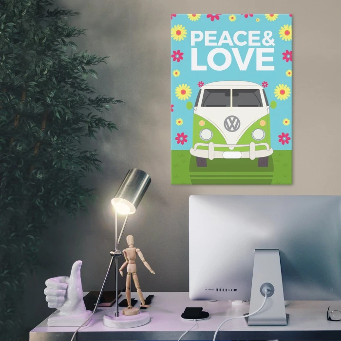 Plakat metalowy Peace & Love Hippie Prezent