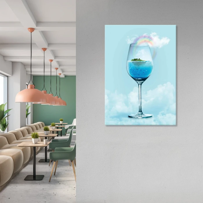 Plakat metalowy Wyspa w kieliszku Prezent