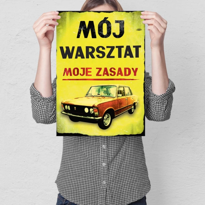 Plakat metalowy Mój warsztat 125p Prezent