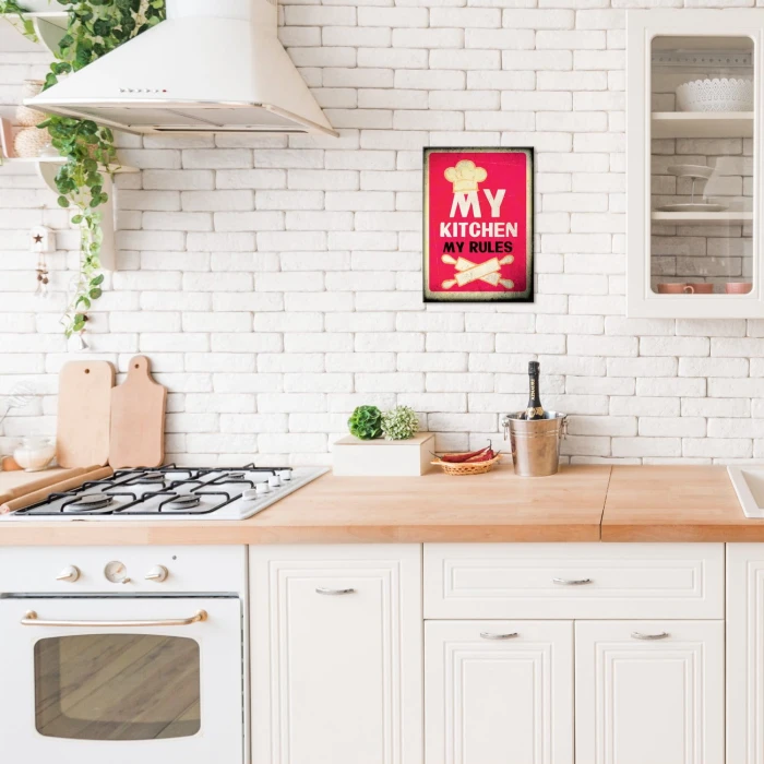 Plakat metalowy My kitchen my rules Prezent