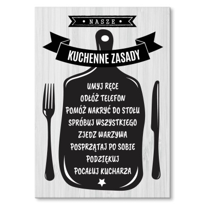 Plakat metalowy Kuchenne zasady Prezent