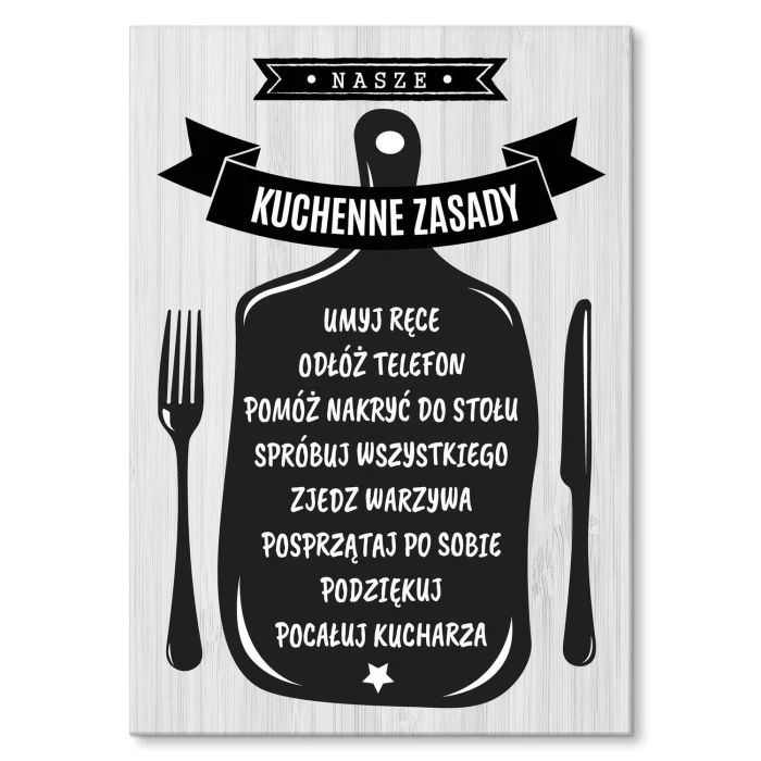 Plakat metalowy Kuchenne zasady Prezent