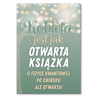 Plakat metalowy Kobieta jest jak książka Prezent