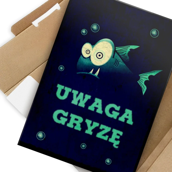 Plakat metalowy Uwaga gryzę Prezent