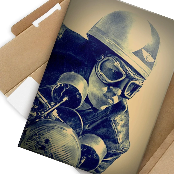Plakat metalowy Motocyklista Prezent