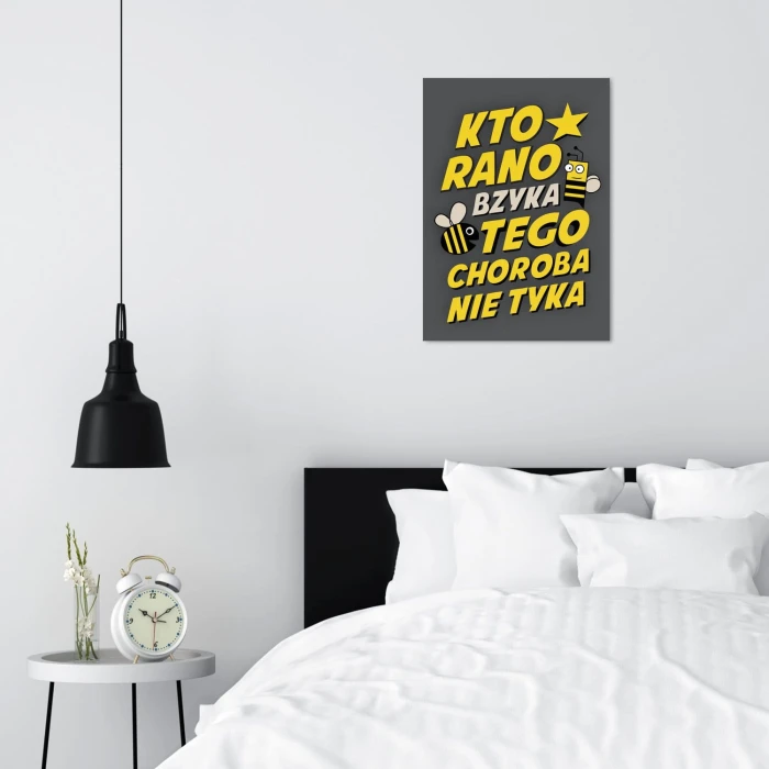 Plakat metalowy Kto rano bzyka Prezent