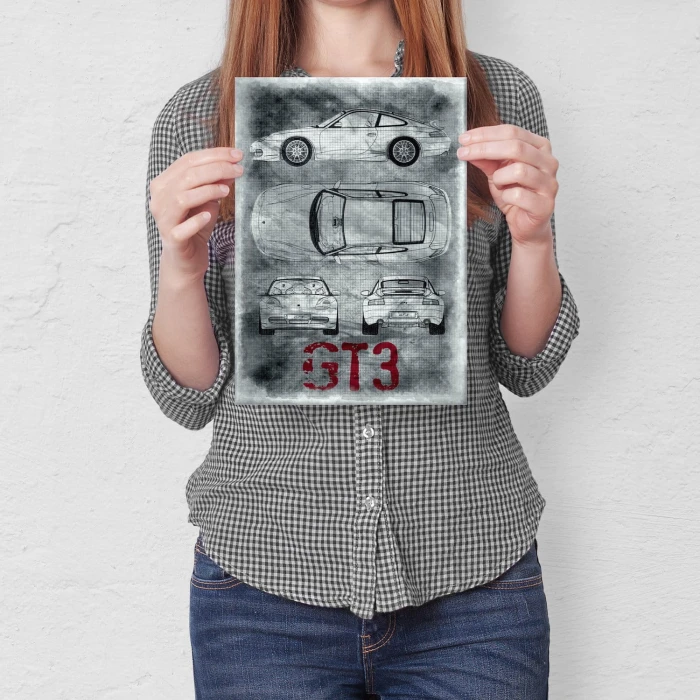 Plakat metalowy Porsche GT3 Prezent