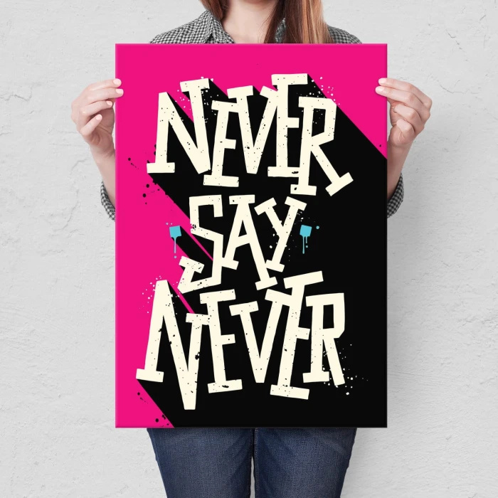 Plakat metalowy Nigdy nie mów nigdy Prezent