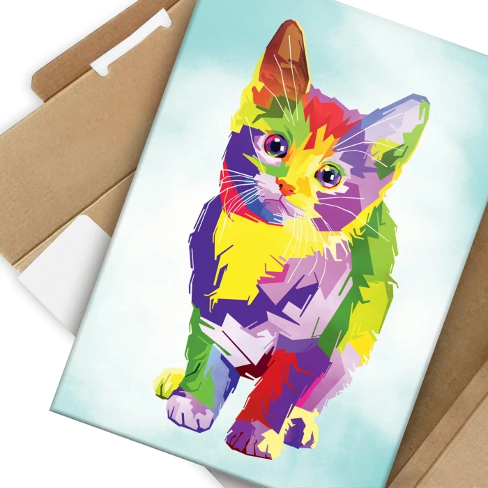 Plakat metalowy Kolorowy kotek Prezent