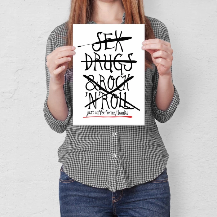 Plakat metalowy Sex drugs coffee Prezent