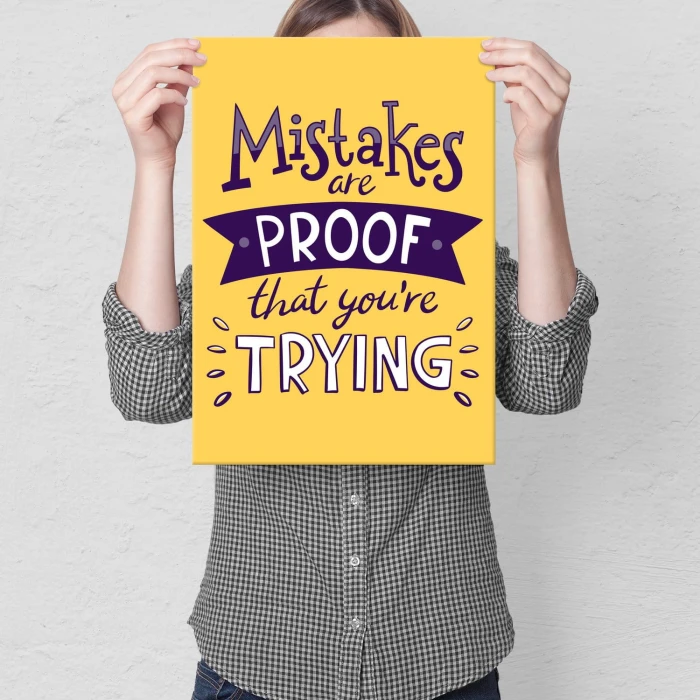 Plakat metalowy Mistakes are proof Prezent