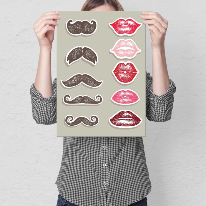 Plakat metalowy Wąsy i usta Prezent