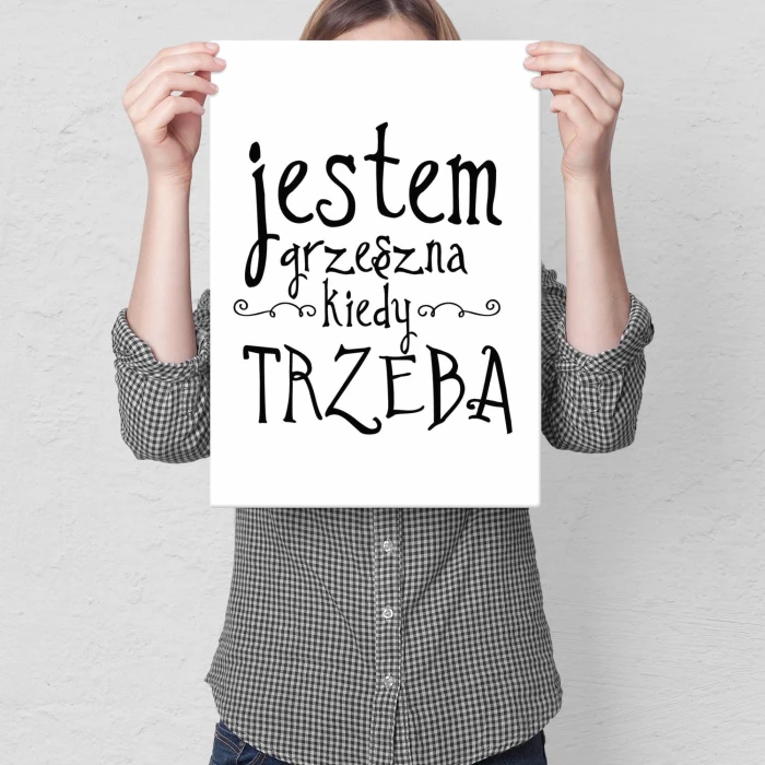 Plakat metalowy Jestem grzeszna Prezent
