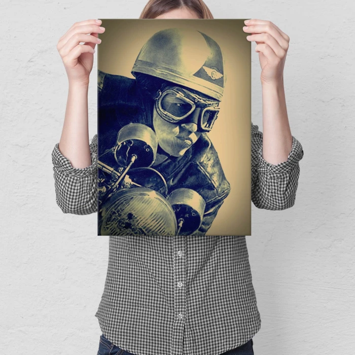 Plakat metalowy Motocyklista Prezent