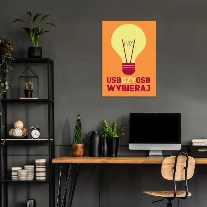 Plakat metalowy USB czy OSB Prezent