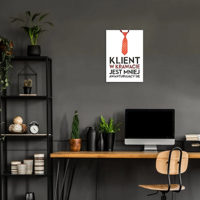 Plakat metalowy Klient w krawacie Prezent