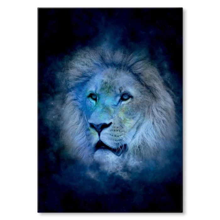 Plakat metalowy Niebieski lew Prezent