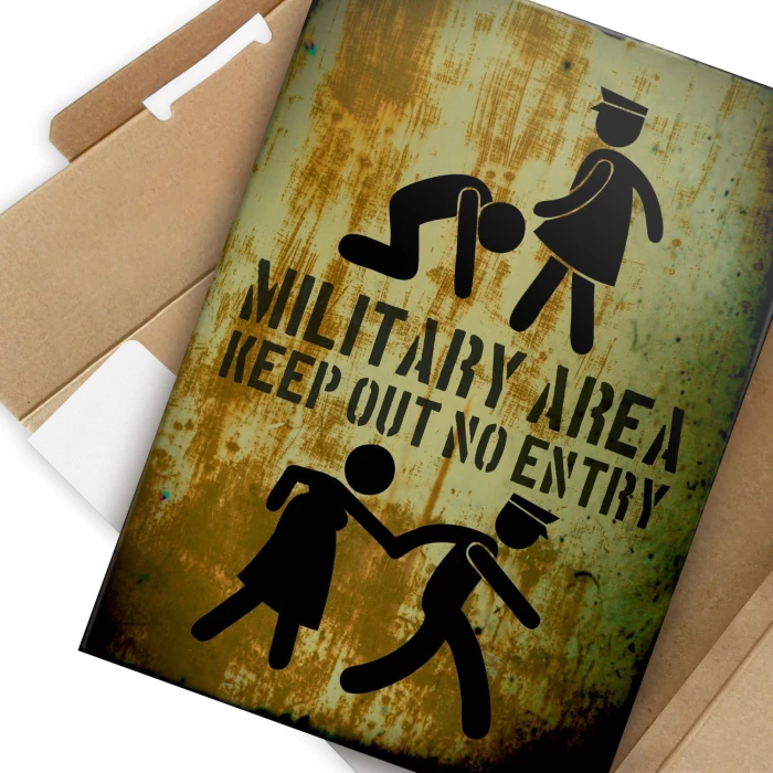 Plakat metalowy Military area Prezent