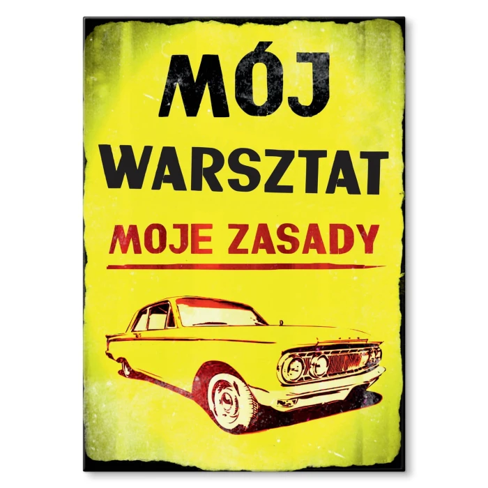Plakat metalowy Mój warsztat retro Prezent