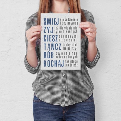 Plakat metalowy Śmiej się i żyj