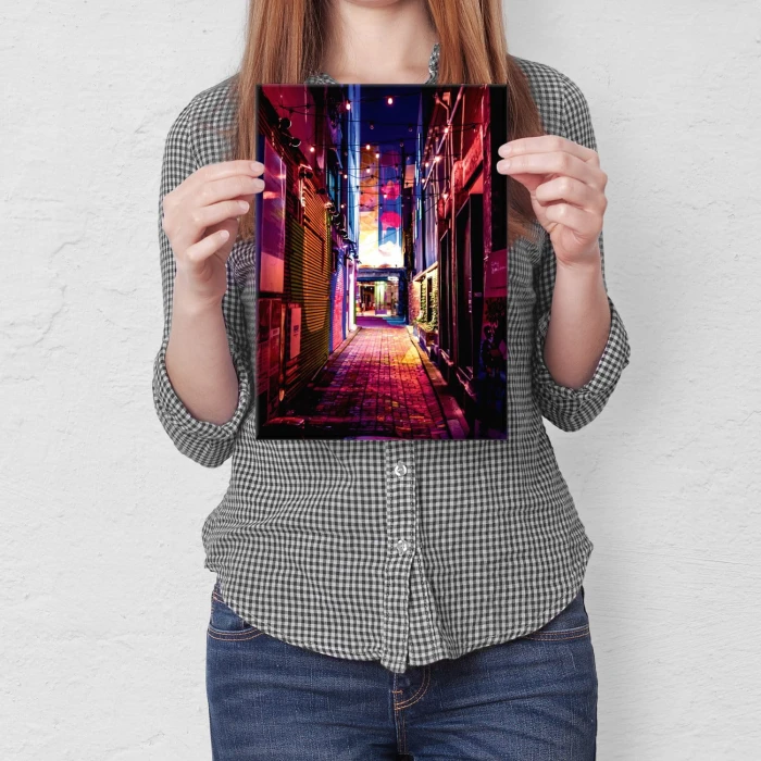 Plakat metalowy Nocne światła Prezent