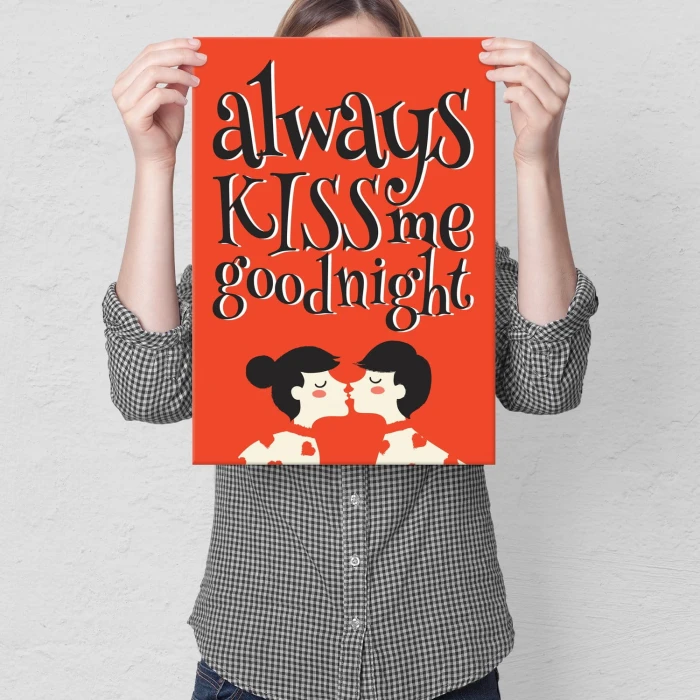 Plakat metalowy Always kiss me Prezent