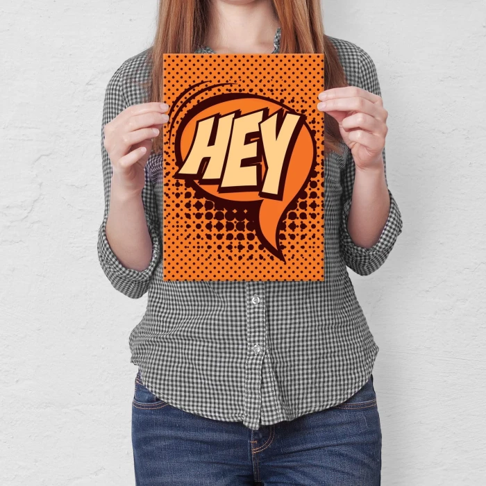 Plakat metalowy Komiksowe HEY Prezent