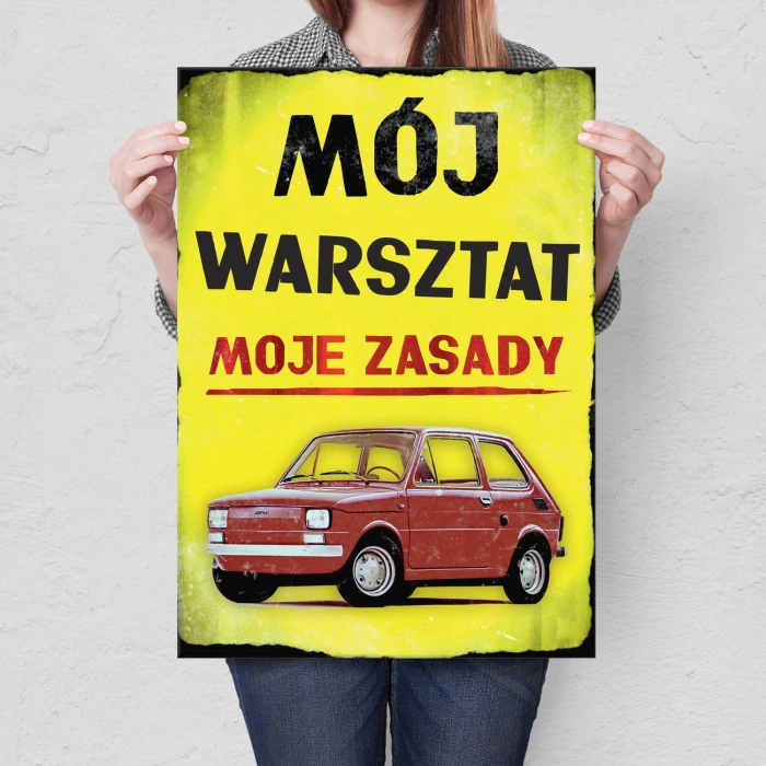 Plakat metalowy Mój warsztat 126p Prezent
