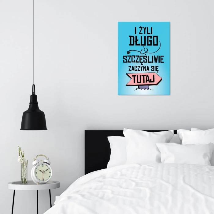 Plakat metalowy Żyli długo i szczęśliwie Prezent