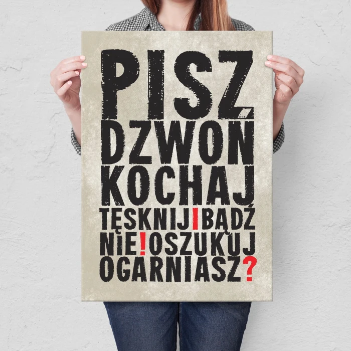 Plakat metalowy Pisz dzwoń kochaj Prezent