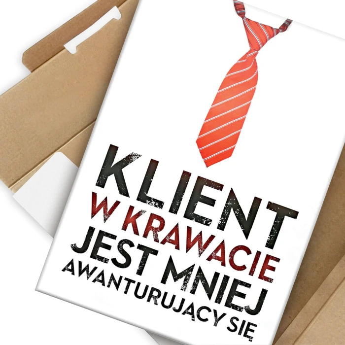 Plakat metalowy Klient w krawacie Prezent