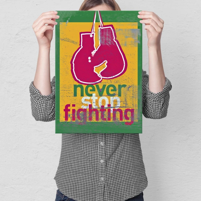 Plakat metalowy Nie przestawaj walczyć Prezent