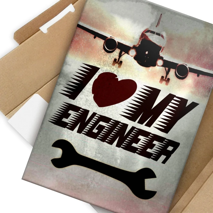 Plakat metalowy I love my engineer Prezent
