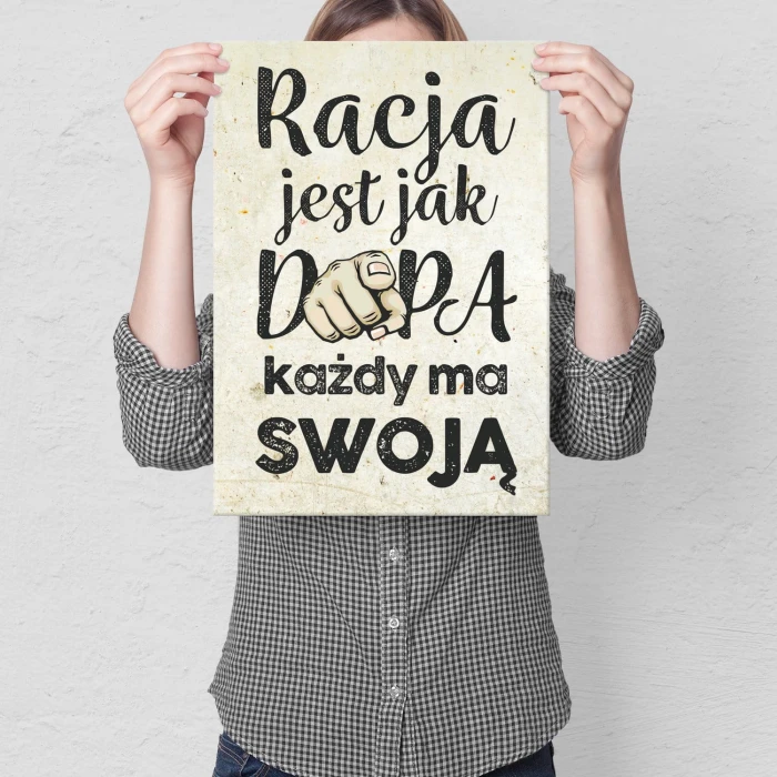 Plakat metalowy Racja jest jak... Prezent