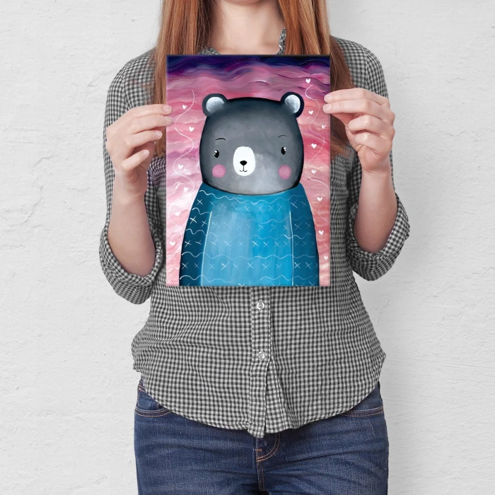 Plakat metalowy Misio ilustracja Prezent