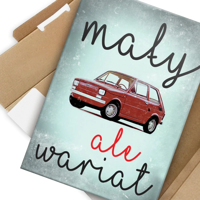 Plakat metalowy Mały wariat Fiat 126P Prezent