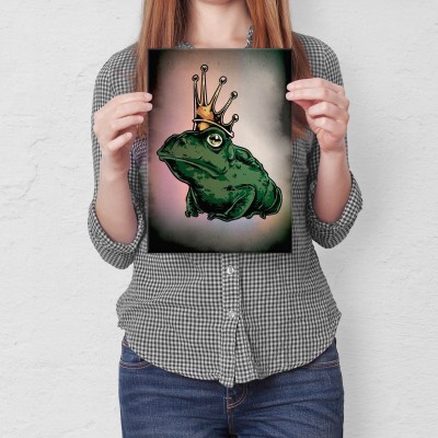 Plakat metalowy Kiss the frog Prezent